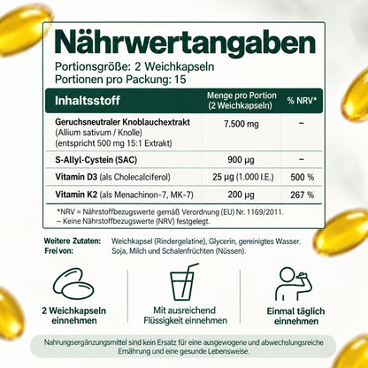Valens® Gereifter Knoblauchextrakt - 7.500mg Geruchlose Softgels